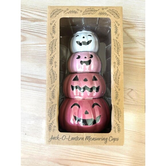 10 Strawberry Street Pink Jack O Lantern Measuring Cups - Picture 2 of 4